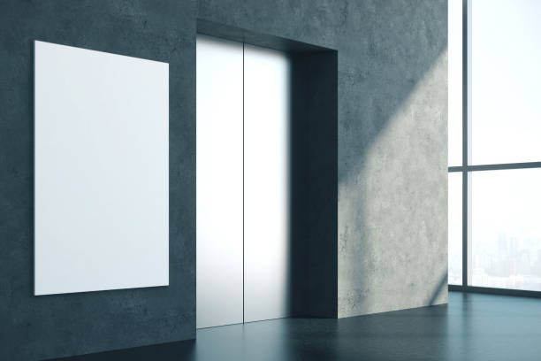 istock Interior with lift and banner 1197918405