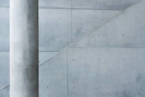 Photo of concrete pillar and wall on a modern building