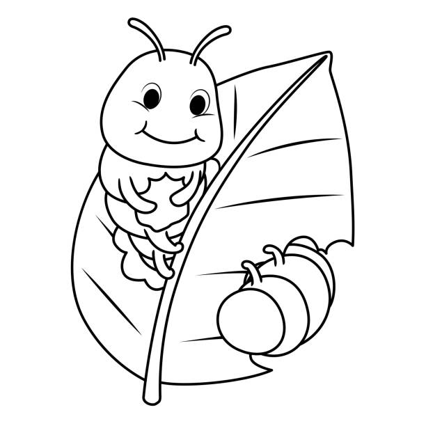 Vector Illustration Of Caterpillar Isolated On White Background For Kids  Coloring Book Stock Illustration - Download Image Now - iStock