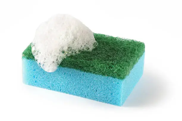 dishwashing sponge isolated on a white background