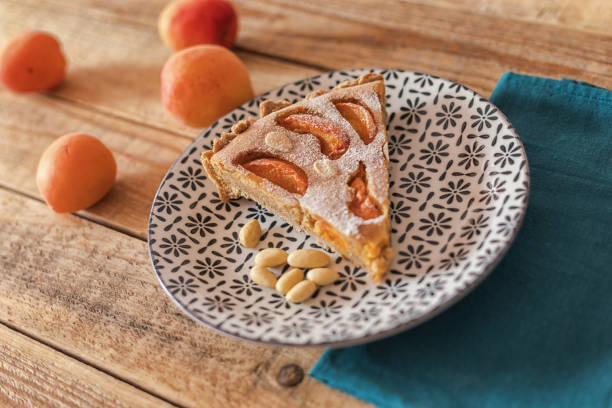 istock Apricot frangipane tart slices on table 1197921863