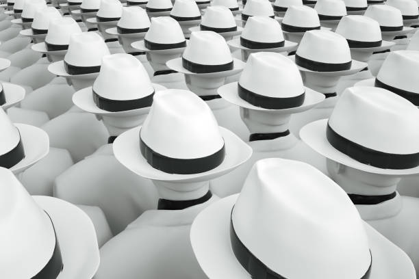 istock Businessmen in hats, teamwork concept. 1197923465
