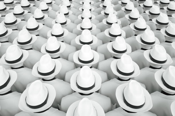 istock Businessmen in hats, teamwork concept. 1197923510