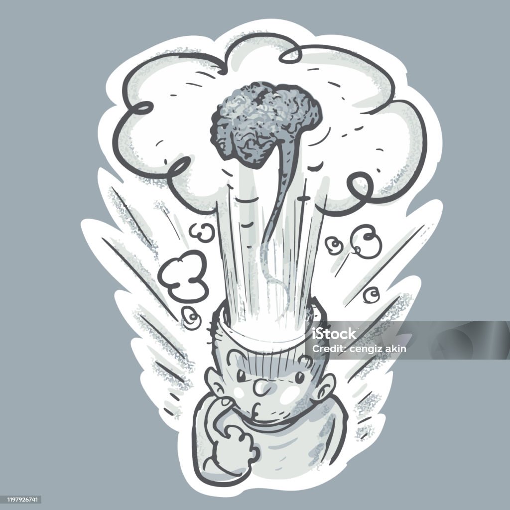 Brain Explosion Funny Cartoon Vignette Stock Illustration - Download Image  Now - Exploding, Drawing - Art Product, Humor - iStock