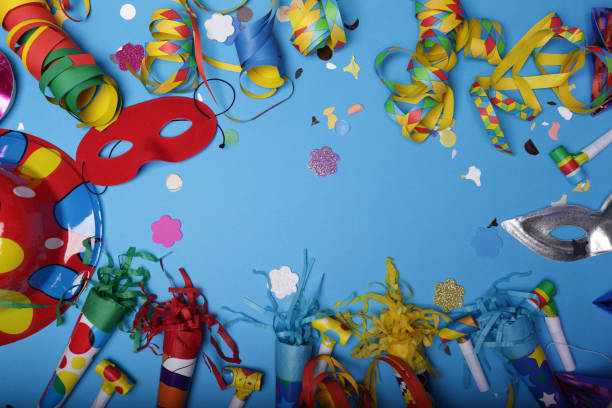 istock Confetti and hats for the carnival party 1197931048