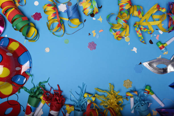 istock Confetti and hats for the carnival party 1197931059