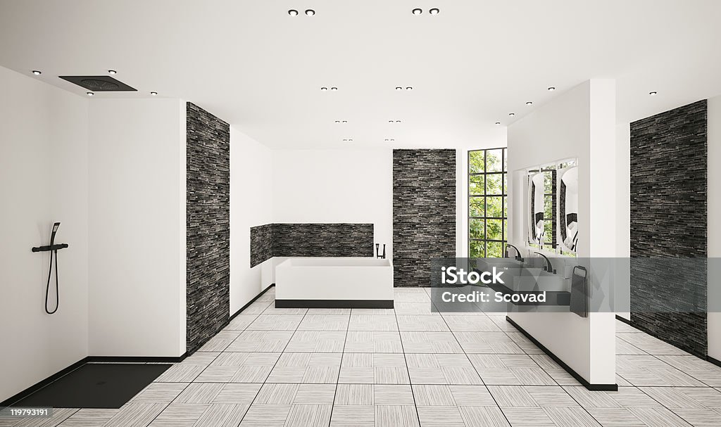 Bagno moderno interior 3d rendering - Foto stock royalty-free di Ambientazione interna