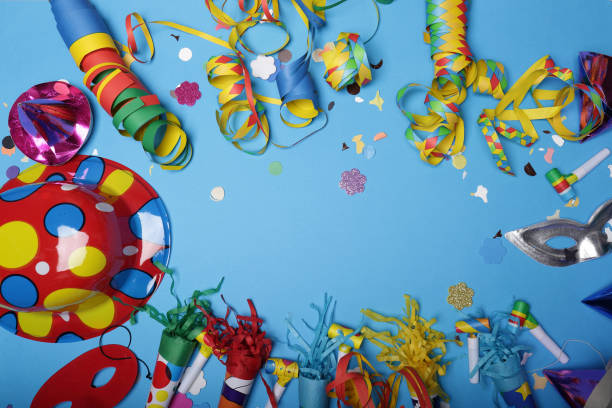 istock Confetti and hats for the carnival party 1197932365