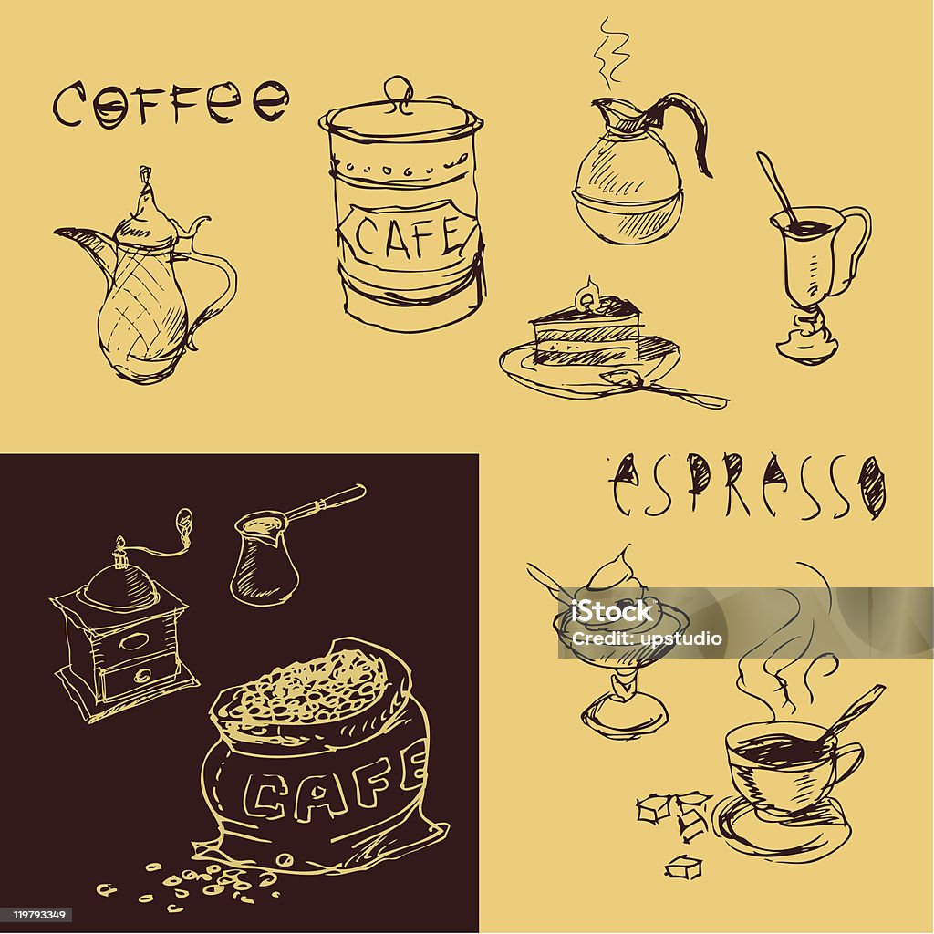 Mão desenhada elementos de design de Café - Royalty-free Açúcar arte vetorial