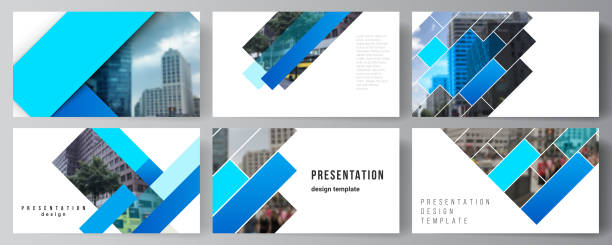 The minimalistic abstract vector illustration of the editable layout of the presentation slides design business templates. Abstract geometric pattern creative modern blue background with rectangles. The minimalistic abstract vector illustration of the editable layout of the presentation slides design business templates. Abstract geometric pattern creative modern blue background with rectangles slide templates stock illustrations