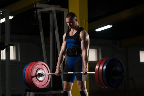 istock Powerlifter Man Deadlift Competition 1197936595