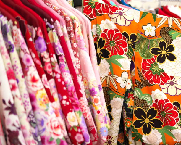 istock Closeup of kimonos on hangers 1197939506