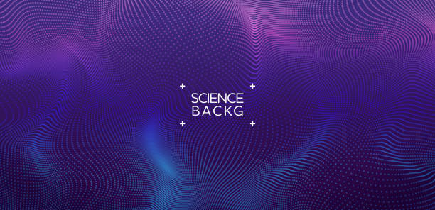 аннотация и научно-технический фон. сеть, иллюстрация частиц. поверхность 3d сетки - science backgrounds purple abstract stock illustrations