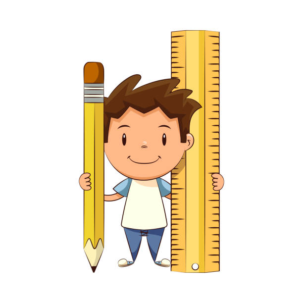 Child Holding Big Pencil And Ruler Happy Cute Kid Stock Illustration -  Download Image Now - School Supplies, Playing, Student - iStock