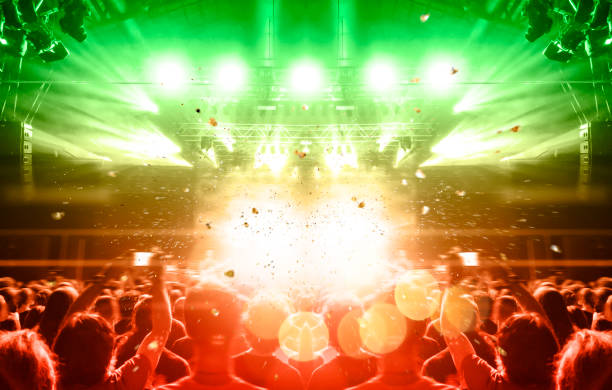 istock Concert stage, people are visible waving and clapping, silhouettes are visible 1197943130