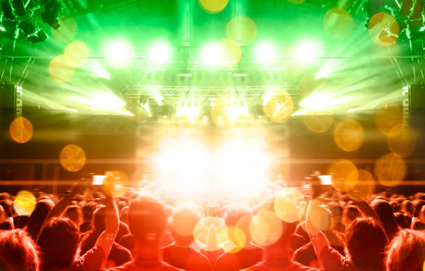 istock Concert stage, people are visible waving and clapping, silhouettes are visible 1197943131