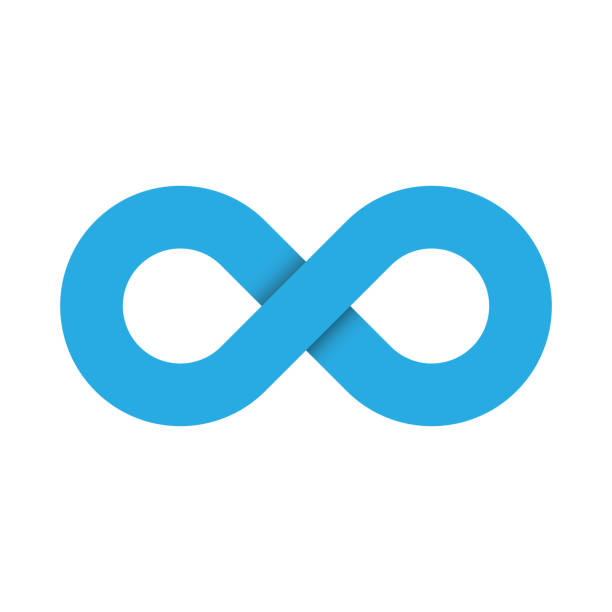 istock Infinity symbol icon. Representing the concept of infinite, limitless and endless things. Simple blue vector design element on white background 1197949359