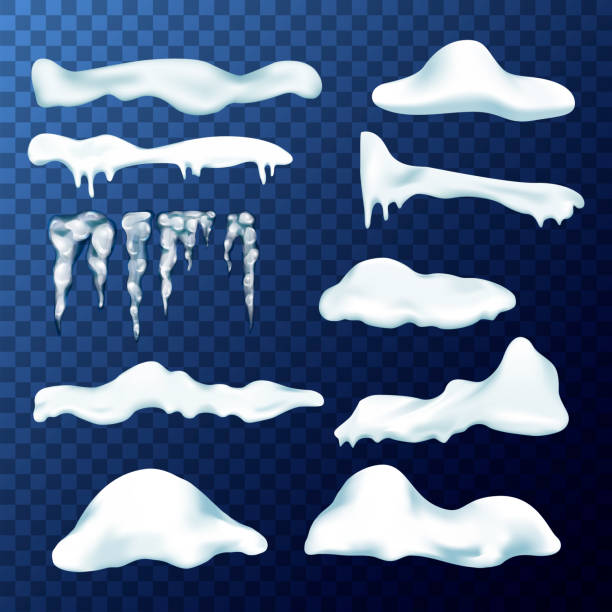 istock Vector set of snow caps, icicles, snowballs and snowdrift isolated on transparent background. Winter decorations. Game art elements. Vector illustration EPS 10. 1197953468
