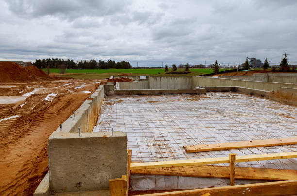 istock Foundation for a new building foundation wall 1197954644
