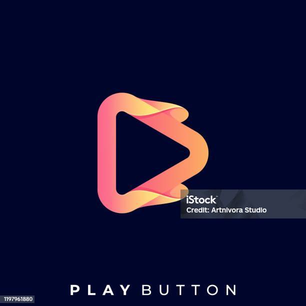 Play Button Illustration Vector Template Stock Illustration - Download ...