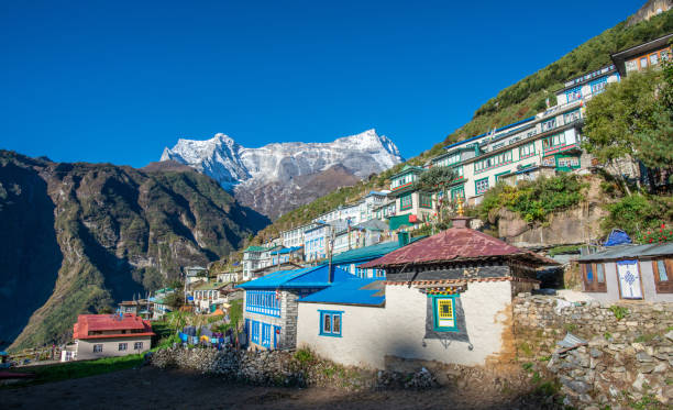 istock Namche Bazaar with Kongde Ri peak in the background. 1197962651