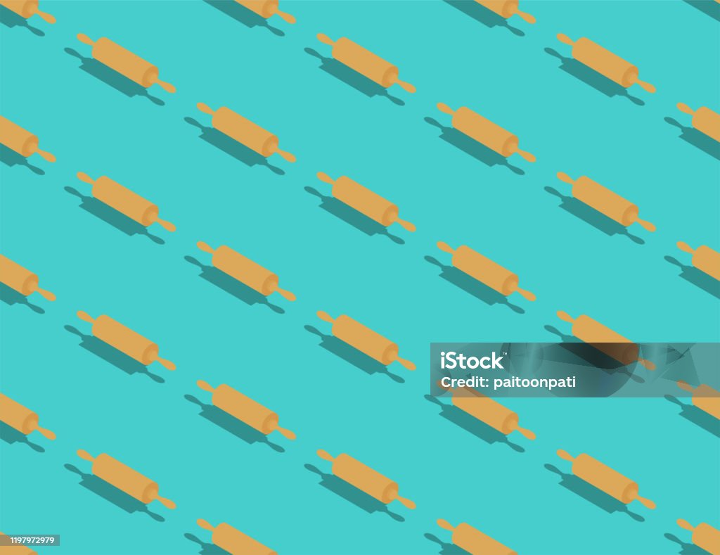 Rolling Pattern Design Rolling Pin 3d Isometric Pattern Bakery Tool Concept Poster And Social ...