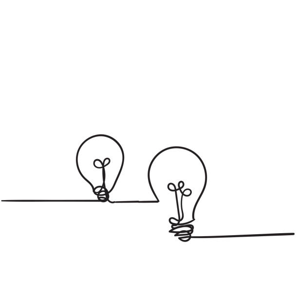 illustrazioni stock, clip art, cartoni animati e icone di tendenza di icona lampadina con vettore di stile doodle disegnato a mano - light bulb inspiration ideas inks on paper