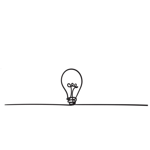 illustrazioni stock, clip art, cartoni animati e icone di tendenza di icona lampadina con vettore di stile doodle disegnato a mano - light bulb inspiration ideas inks on paper