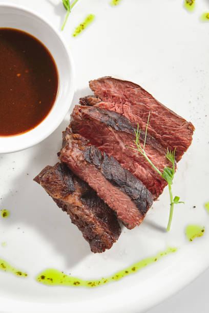Alternative Grilled Skirt Steak, Well Done Machete Fillet Isolated