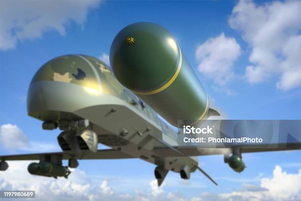Military Drone With Missiles Stock Photo - Download Image Now - Drone, Bomb, Violence