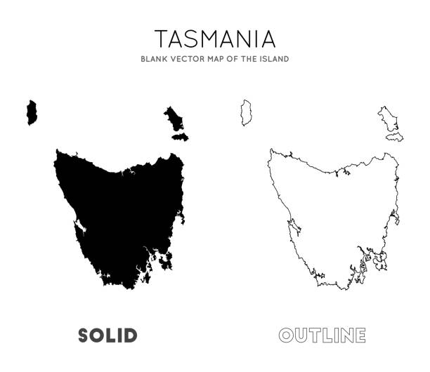 ilustrações, clipart, desenhos animados e ícones de mapa da tasmânia. - australia map australian flag flag