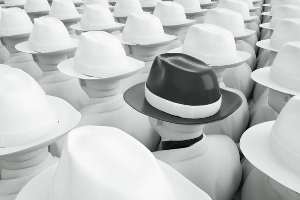 istock Businessman with different hat, Leadership concept. 1197981592