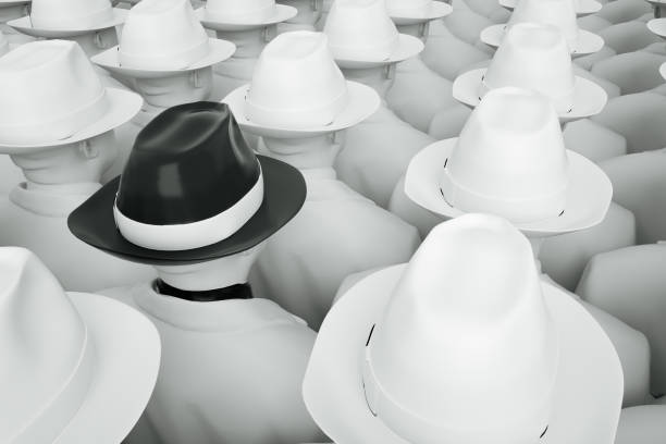 istock Businessman with different hat, Leadership concept. 1197981618