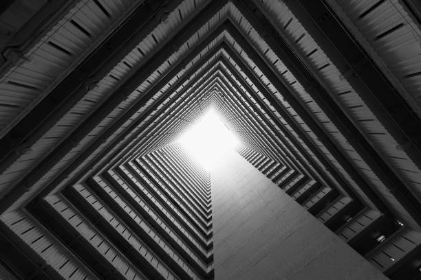 building abstract background - symmetry black and white architecture contemporary imagens e fotografias de stock