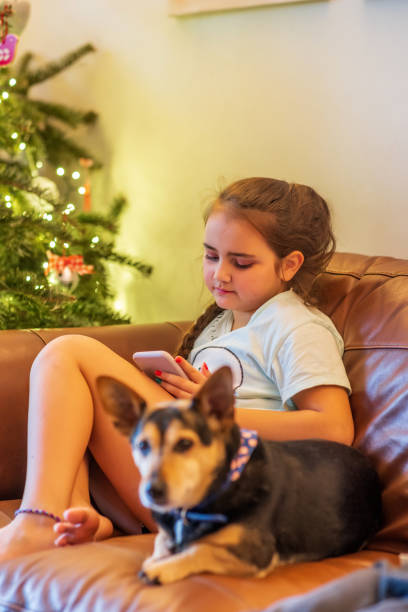 istock Girl sitting on sofa with dog 1197985387