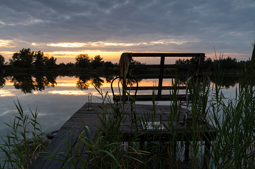 Peaceful fishing at sunset, Hungary