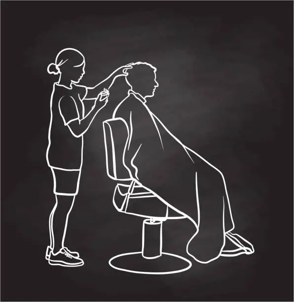 Vector illustration of Hair Salon Crew Cut Chalkboard