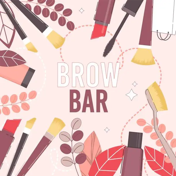 Vector illustration of Brow Bar and Beauty Salon Presentation Poster