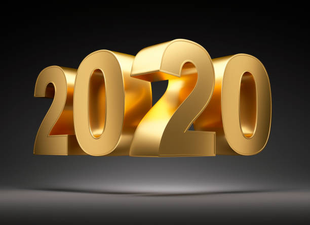 istock Golden 3D 2020 Text on dark Background 1197996300