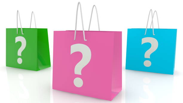 istock Shopping bags with question marks concept 1198000391