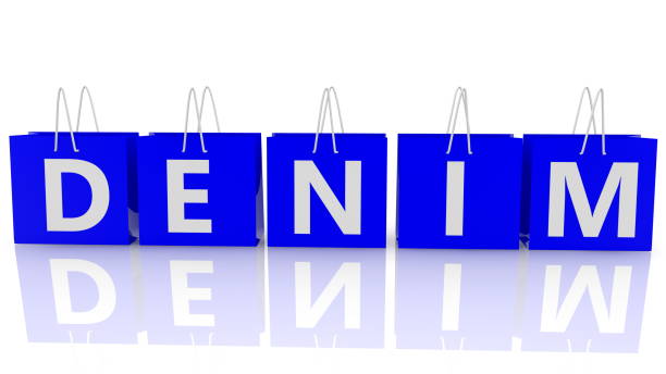 Denim concept on blue shopping bags