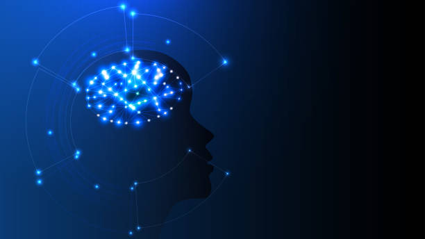 istock Image of artificial intelligence in the form of a luminous human head. 1198009712