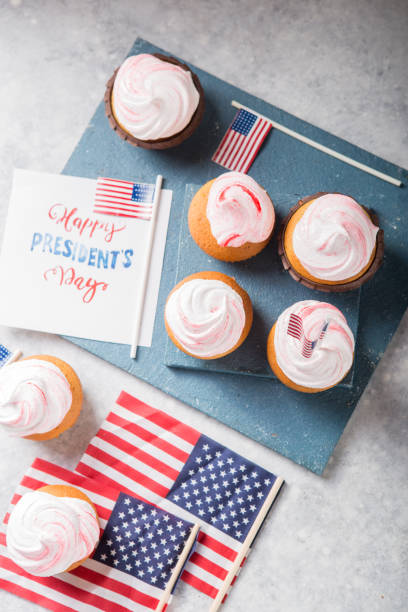 istock Word Happy Presidents day, February 17. Patriotic Baking Supply Cup Cake Holders for holiday and july 4th concepts. 1198009813