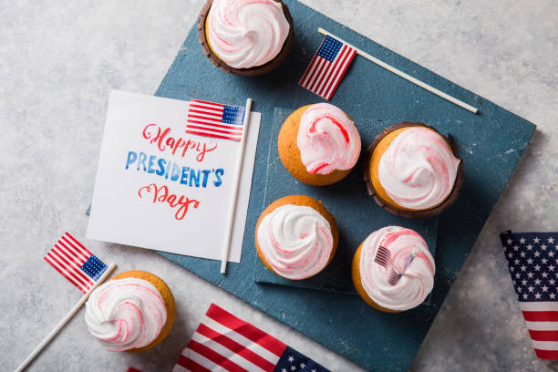istock Word Happy Presidents day, February 17. Patriotic Baking Supply Cup Cake Holders for holiday and july 4th concepts. 1198009817