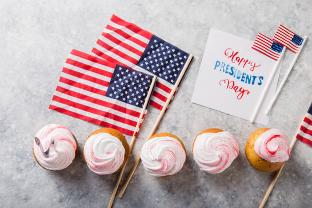 istock Word Happy Presidents day, February 17. Patriotic Baking Supply Cup Cake Holders for holiday and july 4th concepts. 1198009821