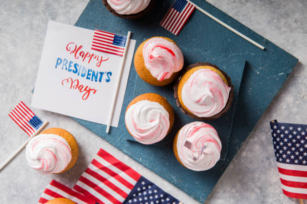 istock Word Happy Presidents day, February 17. Patriotic Baking Supply Cup Cake Holders for holiday and july 4th concepts. 1198009826
