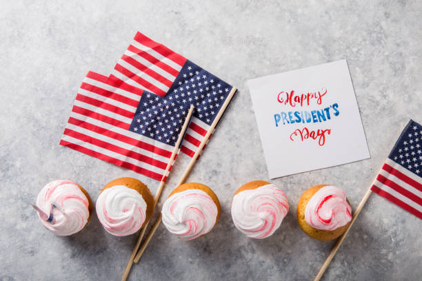 istock Word Happy Presidents day, February 17. Patriotic Baking Supply Cup Cake Holders for holiday and july 4th concepts. 1198009828