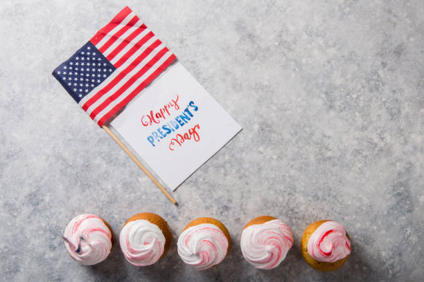 istock Word Happy Presidents day, February 17. Patriotic Baking Supply Cup Cake Holders for holiday and july 4th concepts. 1198009832