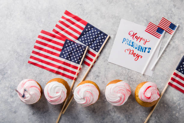 istock Word Happy Presidents day, February 17. Patriotic Baking Supply Cup Cake Holders for holiday and july 4th concepts. 1198009834