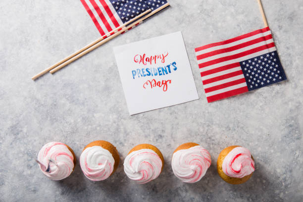 istock Word Happy Presidents day, February 17. Patriotic Baking Supply Cup Cake Holders for holiday and july 4th concepts. 1198009835